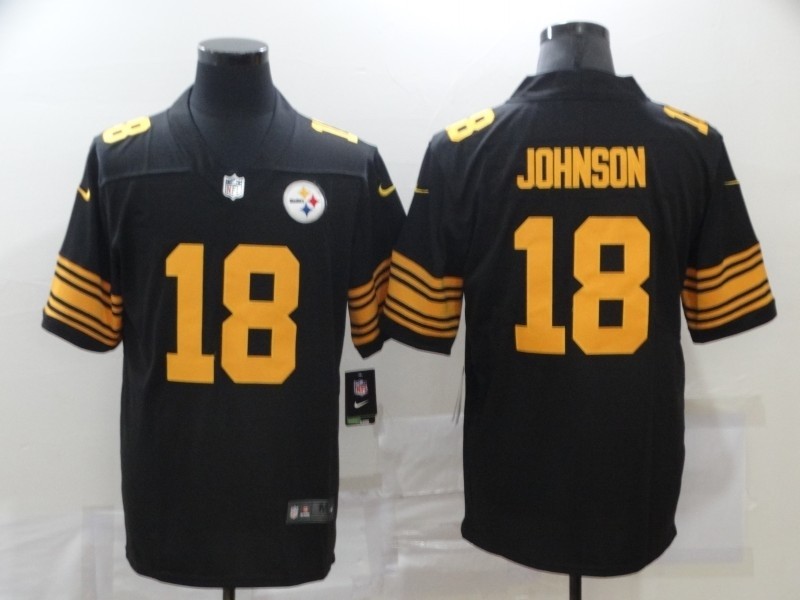 NFL Steelers #18 Diontae Johnson Black yellow number Rush Limited Jersey