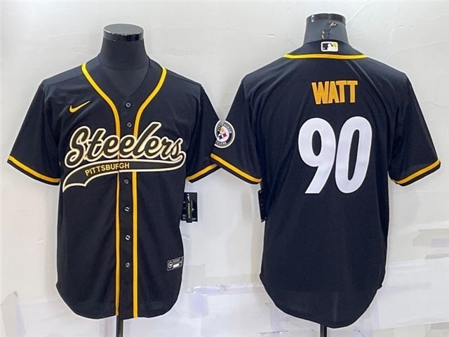 NFL Pittsburgh Steelers #90 T.J. Watt Black Baseball Cool Base Jersey