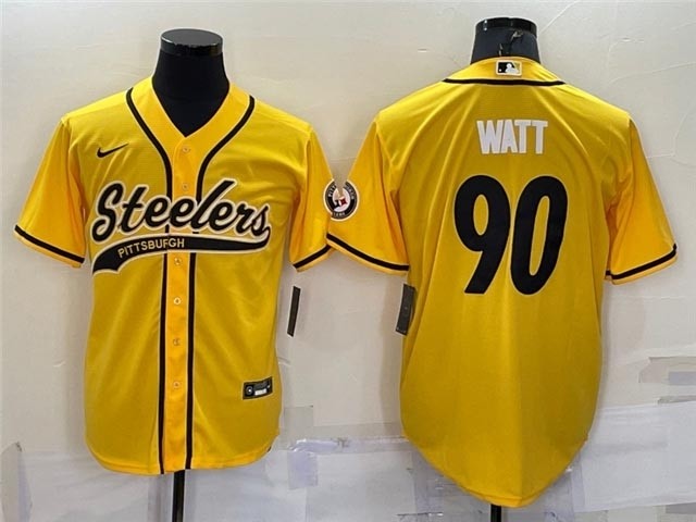 NFL Pittsburgh Steelers #90 T.J. Watt Gold Baseball Cool Base Jersey