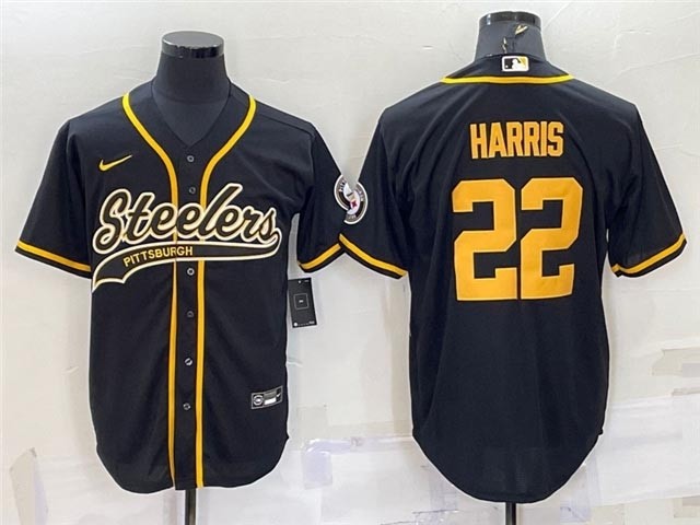 NFL Pittsburgh Steelers #22 Najee Harris Black-Gold Baseball Cool Base Jersey