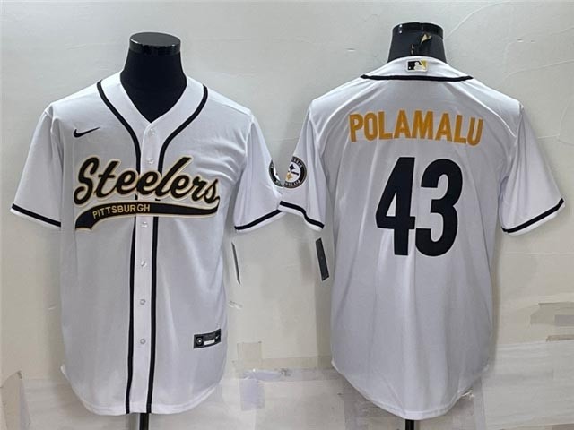 NFL Pittsburgh Steelers #43 Troy Polamalu White Baseball Cool Base Jersey