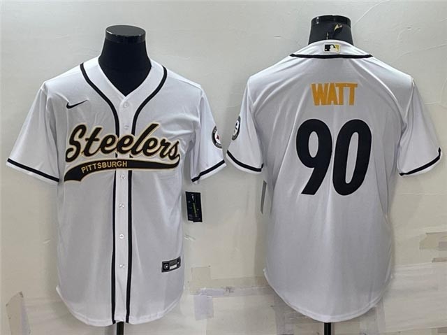 NFL Pittsburgh Steelers #90 T.J. Watt White Baseball Cool Base Jersey