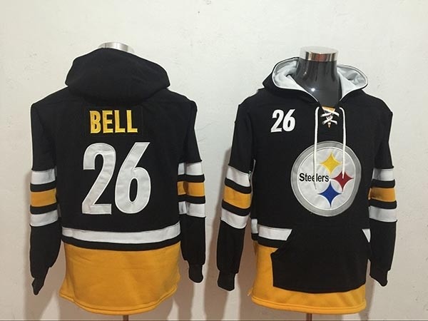 NFL Pittsburgh Steelers #26 LeVon Bell black All Stitched Hooded Sweatshirt