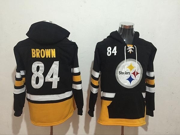 NFL Pittsburgh Steelers #84 Antonio Brow black All Stitched Hooded Sweatshirt