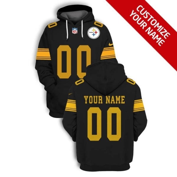 Men's Pittsburgh Steelers Active Player Custom 2021 Black Pullover Hoodie(Name and number remark in comment column)