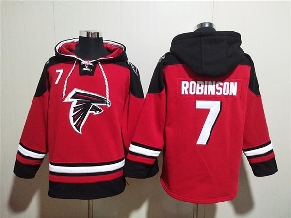 Men's Atlanta Falcons #7 Bijan Robinson Red Ageless Must-Have Lace-Up Pullover Hoodie