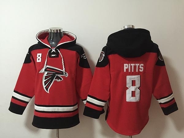 Men's Atlanta Falcons #8 Kyle Pitts Red Ageless Must-Have Lace-Up Pullover Hoodie