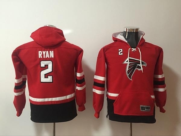 Youth Atlanta Falcons #2 Matt Ryan Red All Stitched Hooded Sweatshirt