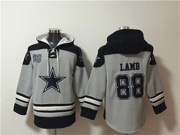 Men's Dallas Cowboys #88 CeeDee Lamb Grey Ageless Must-Have Lace-Up Pullover Hoodie