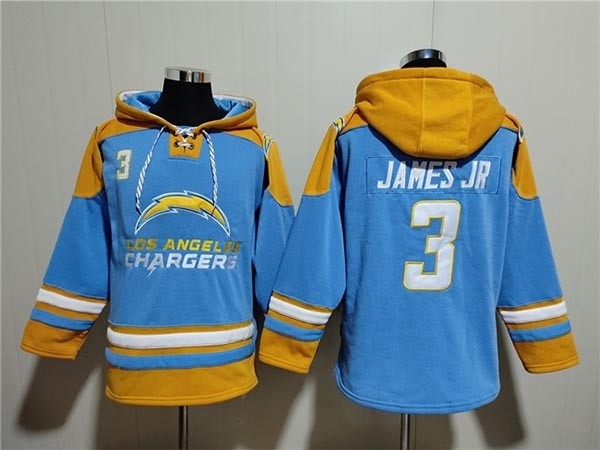 Men's Los Angeles Chargers #3 Derwin James Jr. Blue Ageless Must-Have Lace-Up Pullover Hoodie