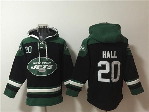 Men's New York Jets #20 Breece Hall Black-Green Ageless Must-Have Lace-Up Pullover Hoodie