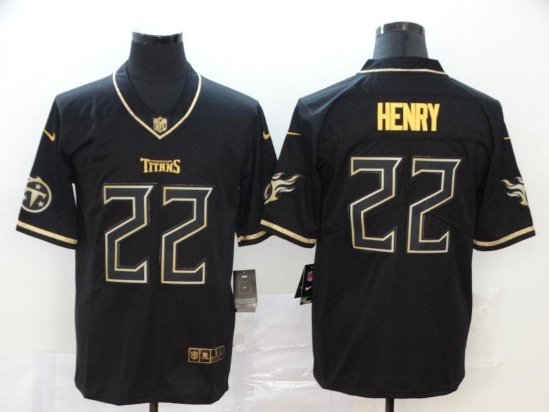 NFL Titans #22 Derrick Henry Black Gold Vapor Untouchable Limited Jersey