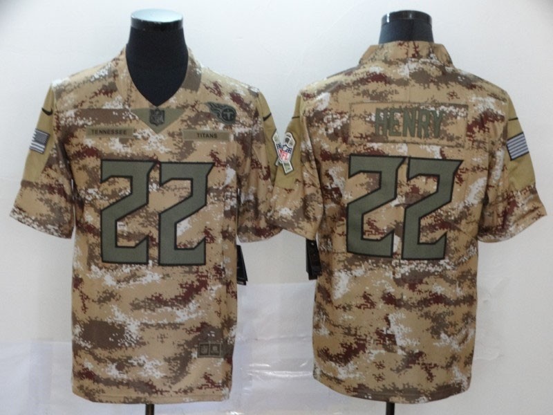 NFL Titans #22 Derrick Henry Olive Camo Stitched Limited 2019 Salute To Service Jersey