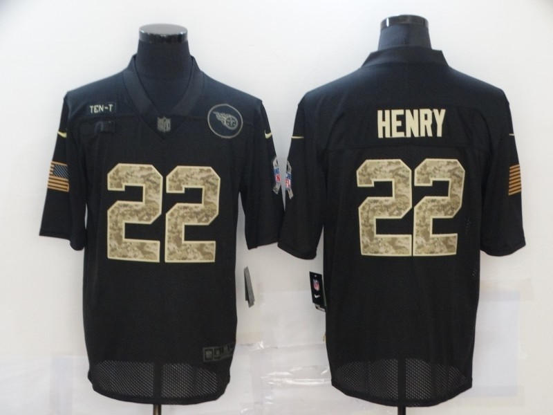 Nike Titans #22 Derrick Henry Black Camo 2020 Salute To Service Limited Jersey