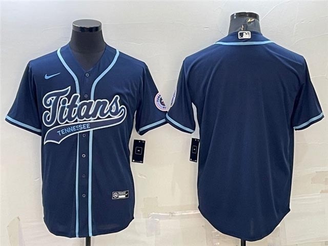 Men's Tennessee Titans Blank Navy Baseball Cool Base Team Jersey