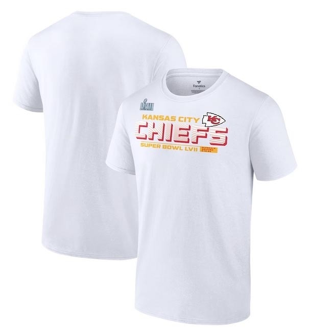 Men's Kansas City Chiefs White Super Bowl LVII Vivid Striations T-Shirt