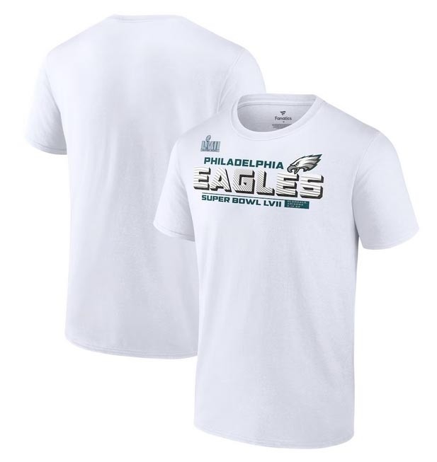 Men's Philadelphia Eagles White Super Bowl LVII Vivid Striations T-Shirt