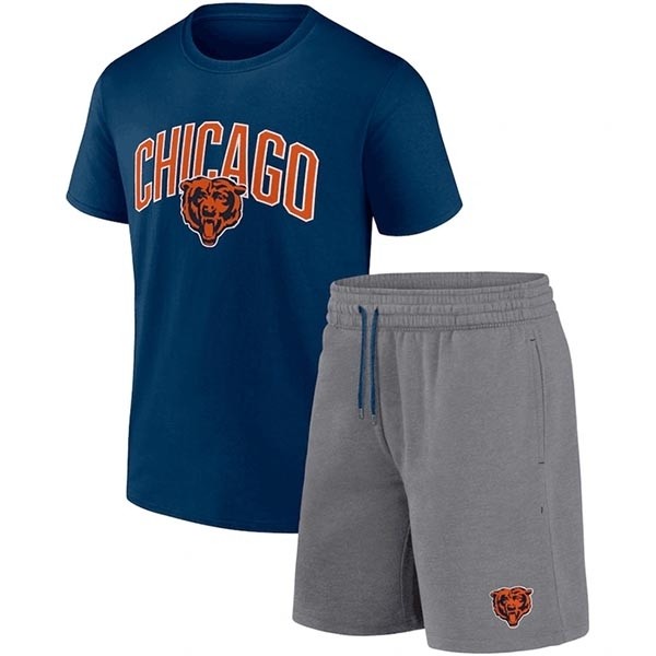 Men's Chicago Bears Navy Heather Gray Arch T-Shirt & Shorts Combo Set