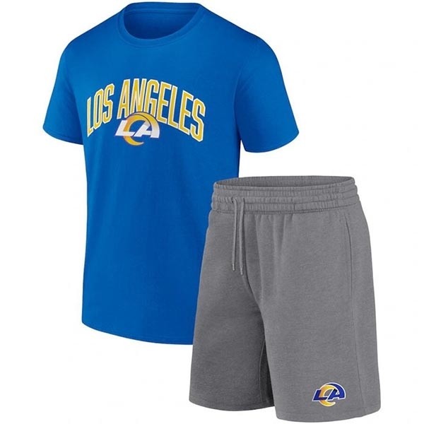 Men's Los Angeles Rams Blue Heather Gray Arch T-Shirt & Shorts Combo Set