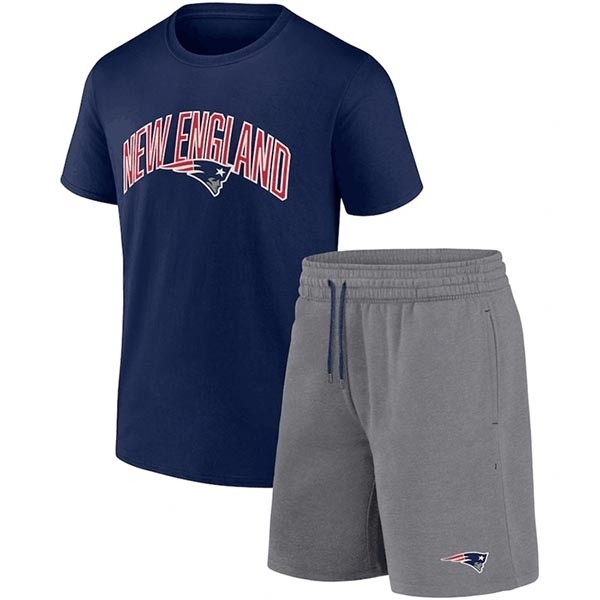 Men's New England Patriots Navy Heather Gray Arch T-Shirt & Shorts Combo Set