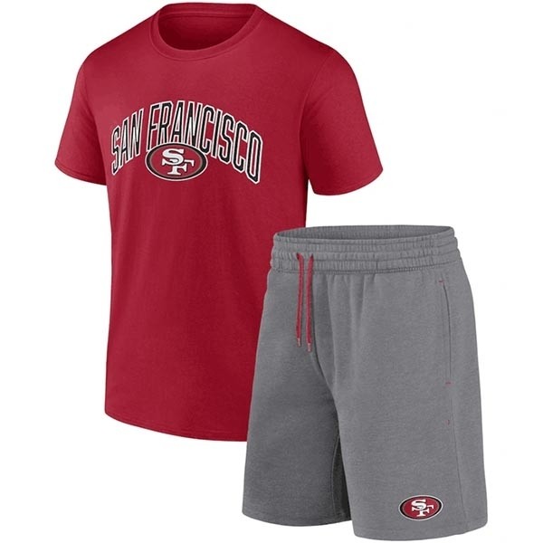 Men's San Francisco 49ers Red Heather Gray Arch T-Shirt & Shorts Combo Set