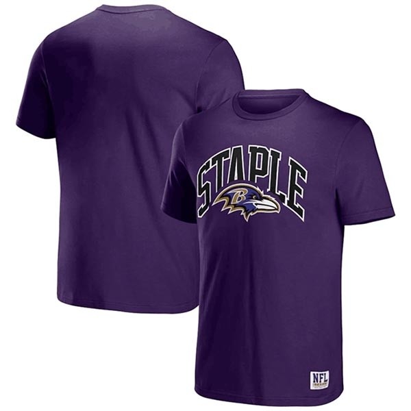 Men's Baltimore Ravens X Staple Purple Logo Lockup T-Shirt