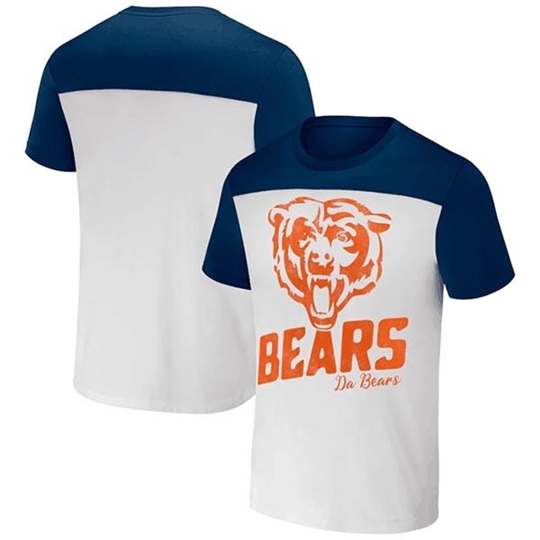 Men's Chicago Bears Cream Navy X Darius Rucker Collection Colorblocked T-Shirt