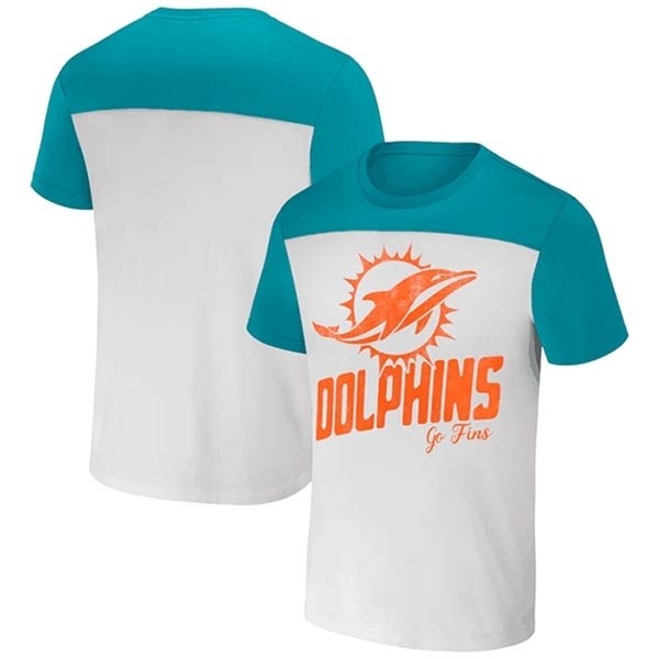 Men's Miami Dolphins Cream Aqua X Darius Rucker Collection Colorblocked T-Shirt