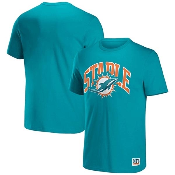 Men's Miami Dolphins X Staple Aqua Logo Lockup T-Shirt