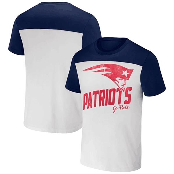 Men's New England Patriots Cream Navy X Darius Rucker Collection Colorblocked T-Shirt