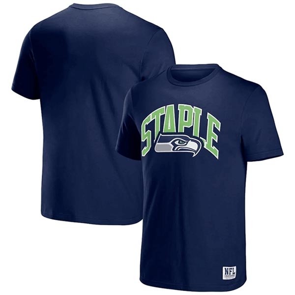 Men's Seattle Seahawks X Staple Navy Logo Lockup T-Shirt