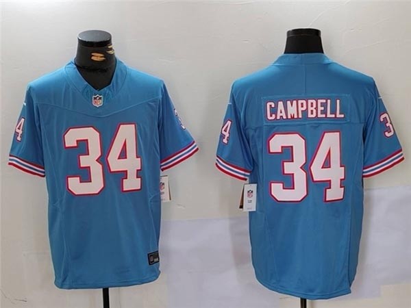 Men's Tennessee Titans #34 Earl Campbell Light Blue Oilers Throwback Vapor F.U.S.E. Limited Jersey