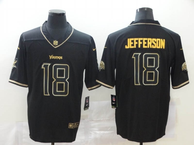 NFL Vikings #18 Justin Jefferson Black Gold Vapor Untouchable Limited Jersey