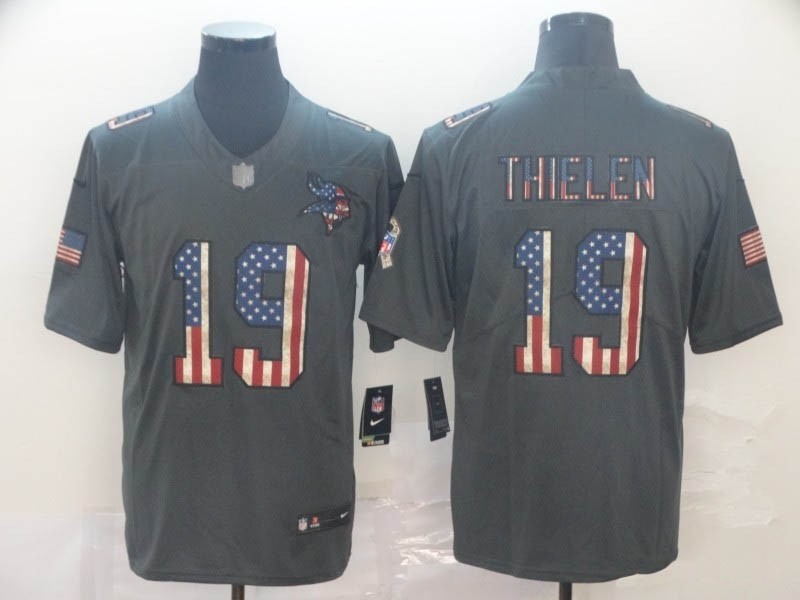 NFL Minnesota Vikings #19 Adam Thielen Grey Salute To Service USA Flag Fashion Limited Jersey