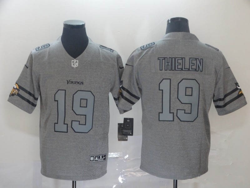 NFL Minnesota Vikings #19 Adam Thielen 2019 Gray Gridiron Gray Vapor Untouchable Limited Jersey