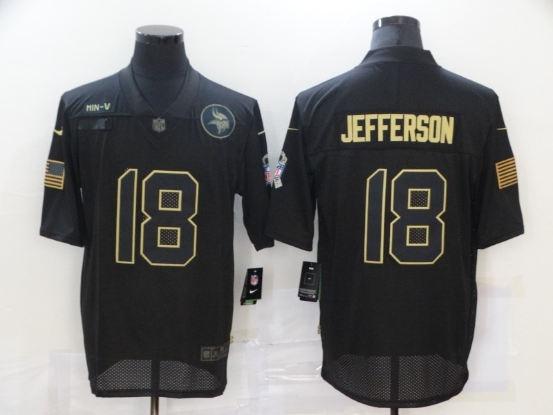 NFL Vikings #18 Justin Jefferson Black 2020 Salute To Service Limited Jersey