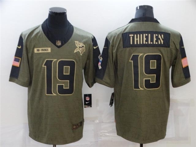 Minnesota Vikings #19 Adam Thielen 2021 Olive Salute To Service Limited Jersey