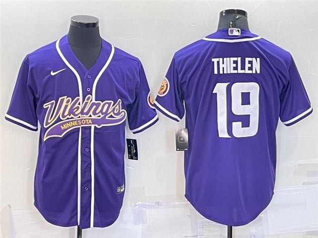 NFL Minnesota Vikings #19 Adam Thielen Purple Baseball Cool Base Jersey