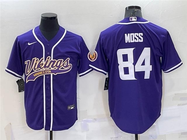 NFL Minnesota Vikings #84 Randy Moss Purple Baseball Cool Base Jersey