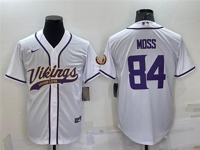 NFL Minnesota Vikings #84 Randy Moss White Baseball Cool Base Jersey