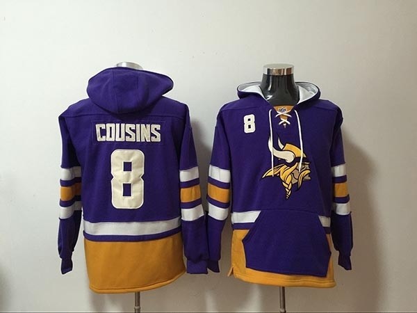 NFL Minnesota Vikings #8 Kirk Cousins Purple All Stitched Hooded Sweatshirt