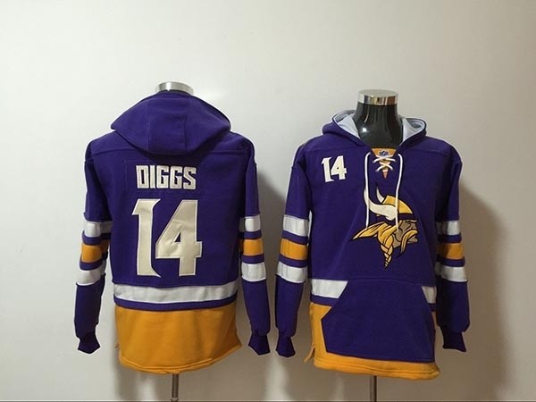 NFL Minnesota Vikings #14 Stefon Diggs Purple All Stitched Hooded Sweatshirt