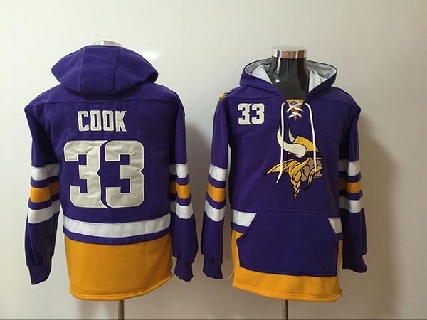 NFL Minnesota Vikings #33 Dalvin Cook Purple All Stitched Hooded Sweatshirt