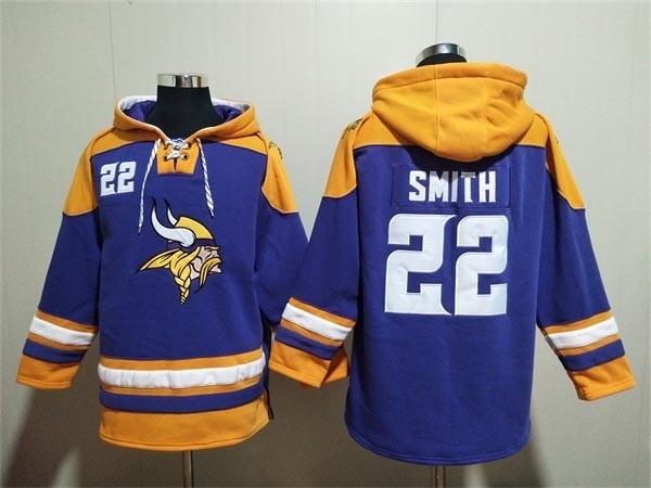 Men's Minnesota Vikings #22 Harrison Smith Purple Yellow Ageless Must-Have Lace-Up Pullover Hoodie