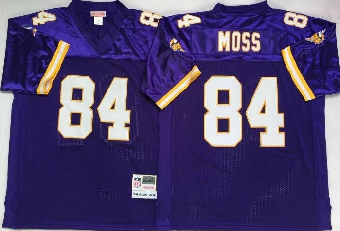 NFL Vikings #84 Randy Moss Purple Throwback Jersey