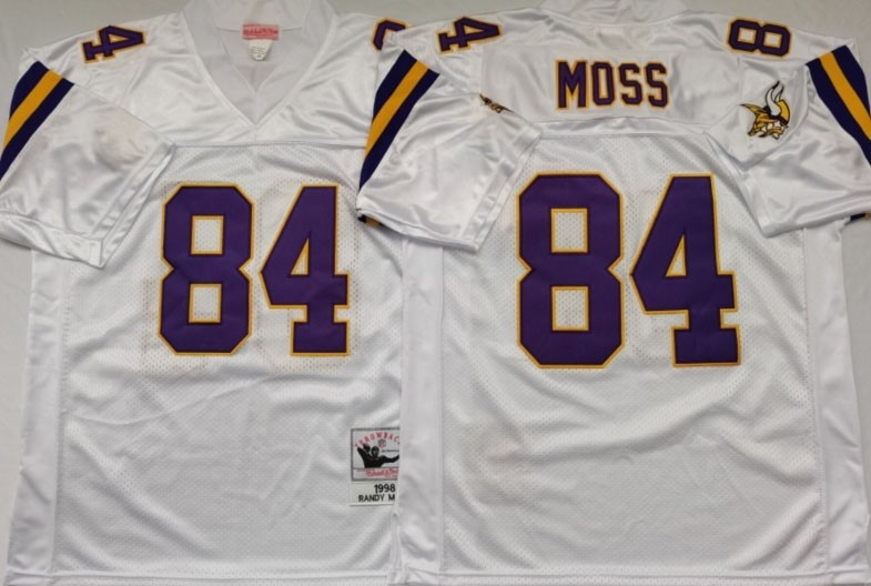 NFL Vikings #84 Randy Moss White M&N Throwback Jersey