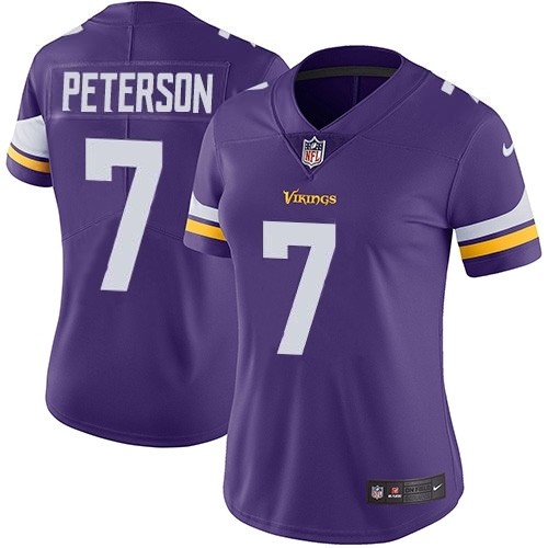 Women's Nike Vikings #7 Patrick Peterson Purple Team Color Stitched NFL Vapor Untouchable Limited Jersey