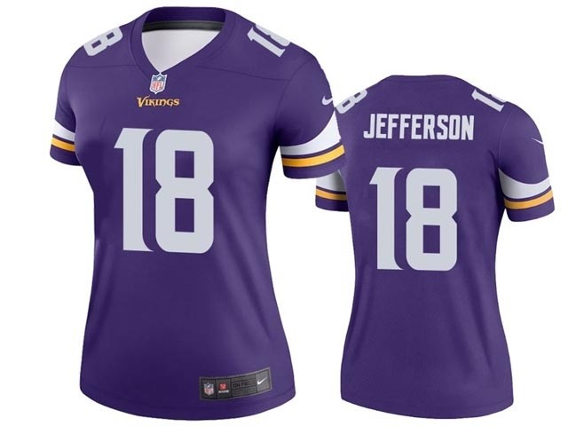 Women's Minnesota Vikings #18 Justin Jefferson Purple Vapor Limited Jersey