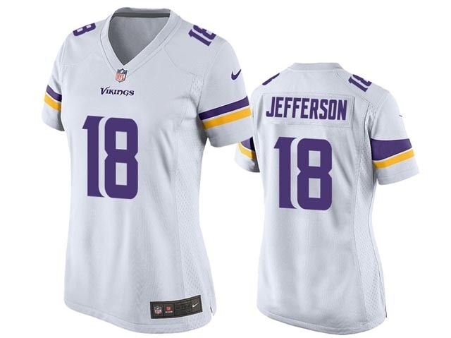 Women's Minnesota Vikings #18 Justin Jefferson White Vapor Limited Jersey