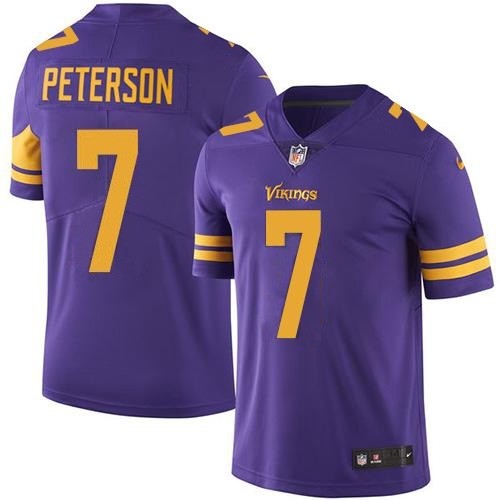 Youth Nike Vikings #7 Patrick Peterson Purple Stitched NFL Limited Rush Jersey